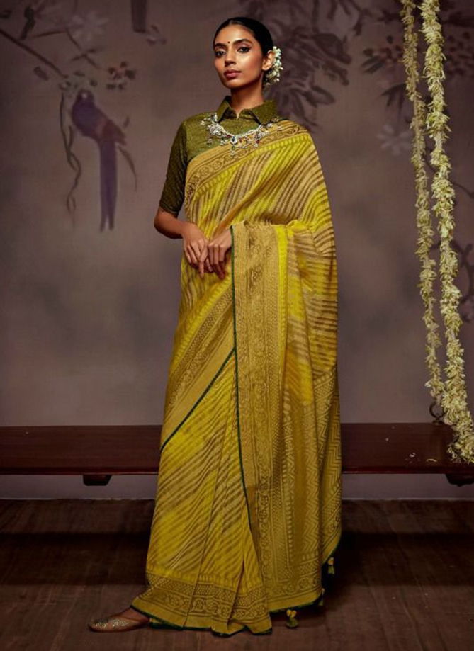 Mustard Colour Radha Kimora New Latest Designer Ethnic wear Georgette Silk Saree Collection 16039